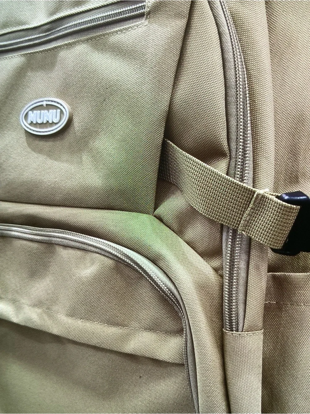 Olive Green Men's Backpack - Multi-Pocket Travel Bag